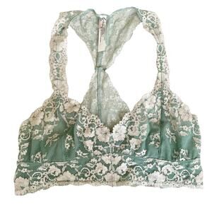 Intimately Free People Two Tone Green Galloon Lace Bralette Large